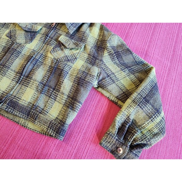 Vintage Phenomenom Womens Wool Jacket Green Plaid Size Large L Full Zip RARE - Picture 9 of 16